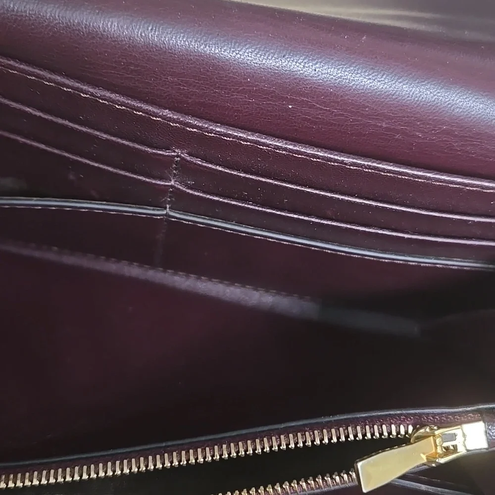 Mulberry Leather Wallet with Burgundy Interior and Gold Postman Hardware